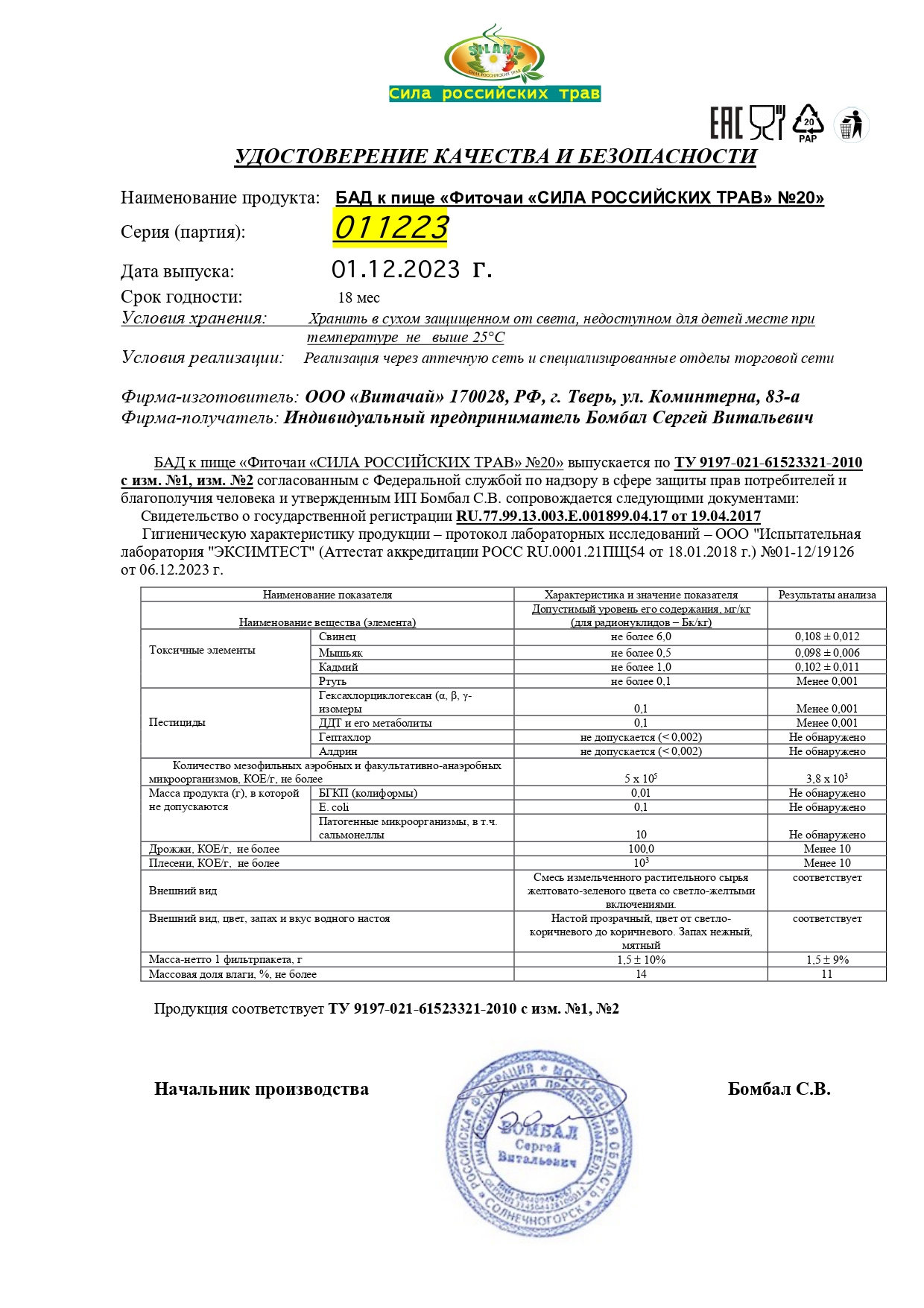 Паспорт №122023